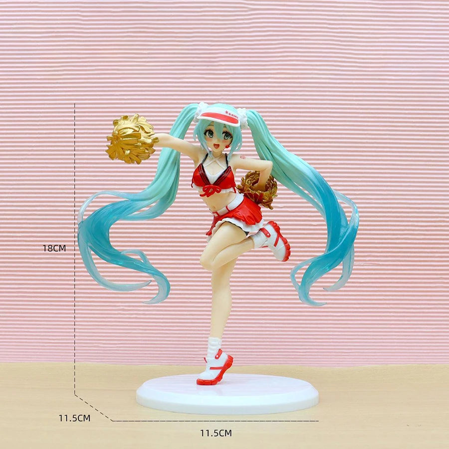 EZ 18cm Fashion Hatsune Miku Anime Figure Cheerleader Hatsune Miku Action Figures Kawaii Girl Figurine PVC Collection Model Toys