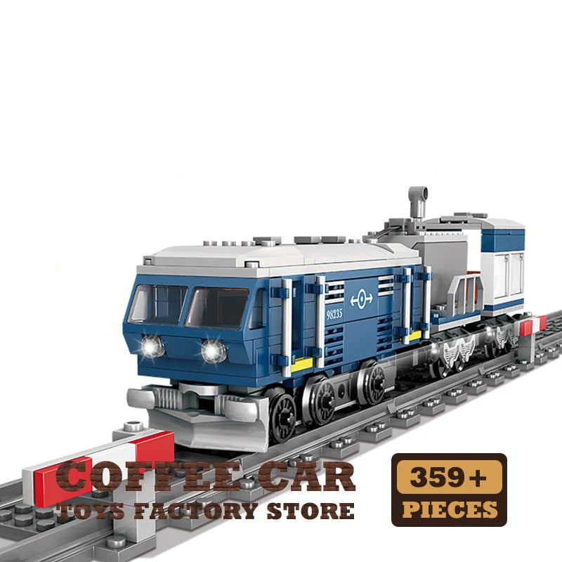 EZ Technical City Power MOC Train Bricks 3D Model Railway Track Locomotive Building Blocks Subway Car Children Toys Christmas Gifts