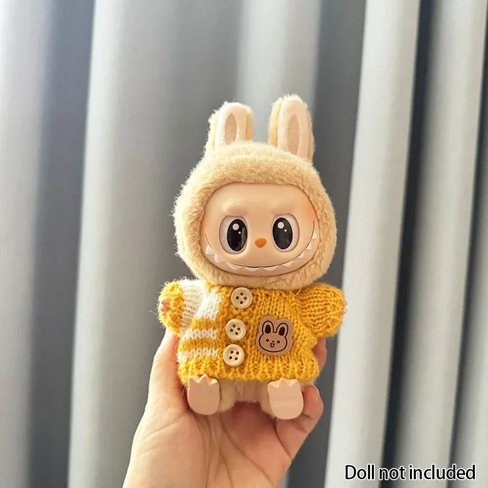 EZ For 15-17 cm v1v2 Labubu Clothes outfit Labubu Sitting Party Bear Label Scarf Hat Bag Dolls Accessories Cute Decoration