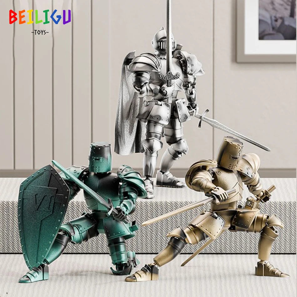 EZ Medieval Knight Multi-Joint Movable DIY Action Figures Weapon Warrior Robot Sword Shield Assembly Toy Children's Holiday Gift