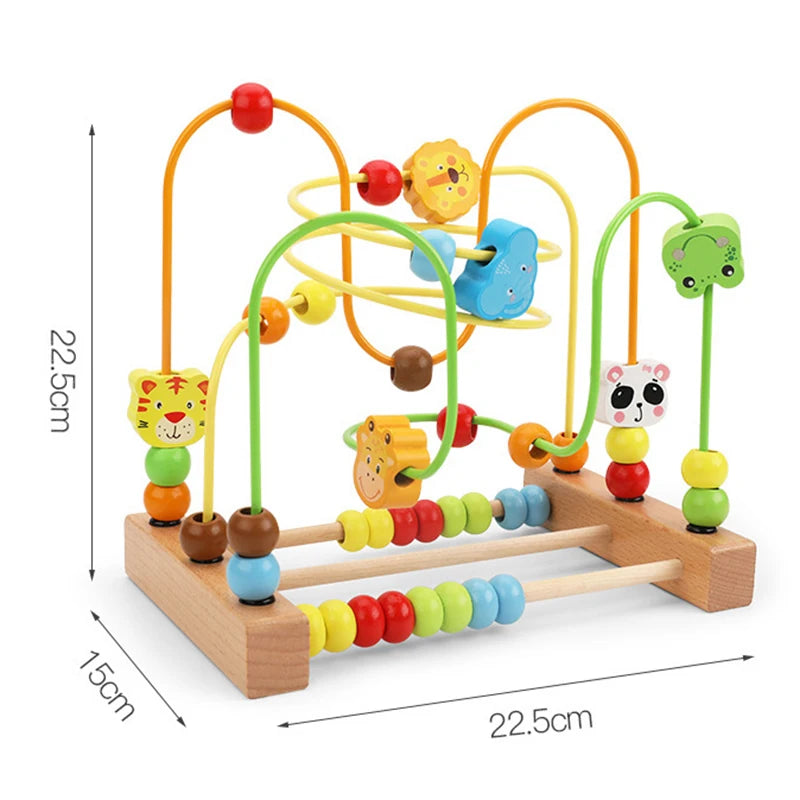 EZ Montessori Baby Toys Wooden Roller Coaster Bead Maze Abacus Math Toys Toddler Early Educational Toys for 1 2 3 Years Kids Gifts
