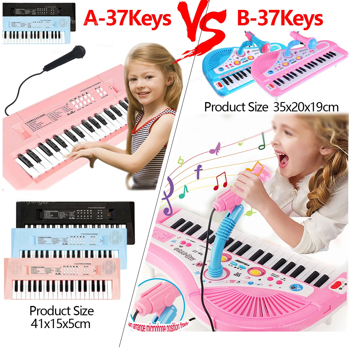 EZ 37 Keys Kids Electronic Piano with Microphone Educational Toys Musical Instrument for Kids Toddlers Boys Girls Birthday Gift