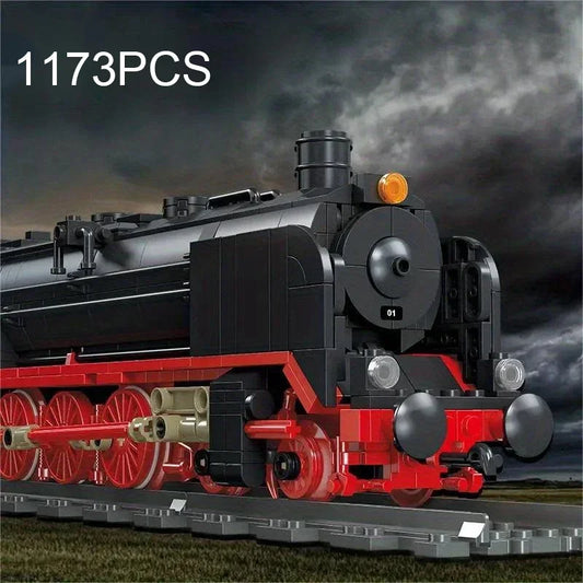 EZ 1173PCS Retro Creative Steam Train Building Blocks City Railway Track Train Assemble Bricks Desktop Decoration Childrens Gifts