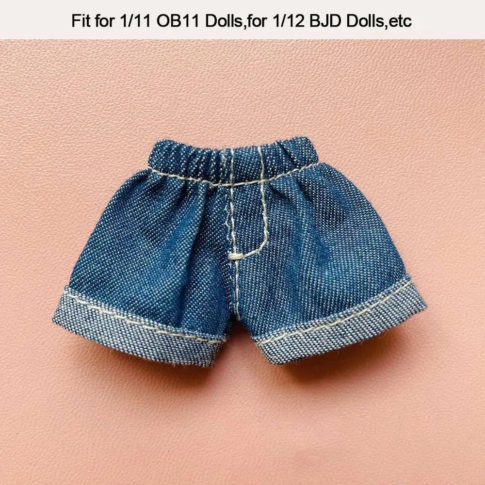 EZ Ob11 Pants Fashion Elastic Waist Shorts Jeans For GSC Obitsu11 Molly 1/12 bjd Doll Clothing Accessories Kids Toy