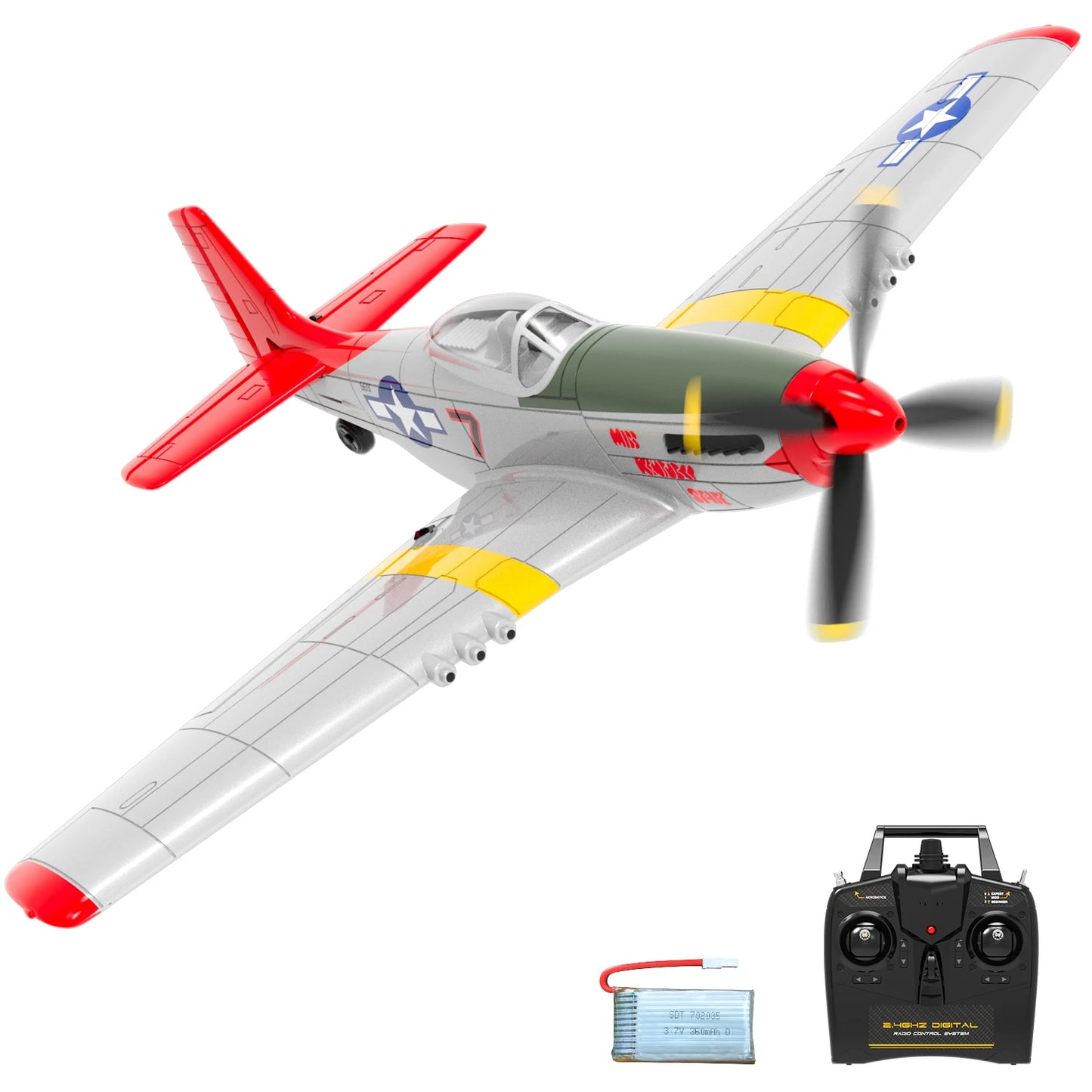 EZ Volantex New Spitfire RC Plane EPP 400mm Wingspan RC Fighter One Key Aerobatic 2.4G 4CH RTF Warbird Plane