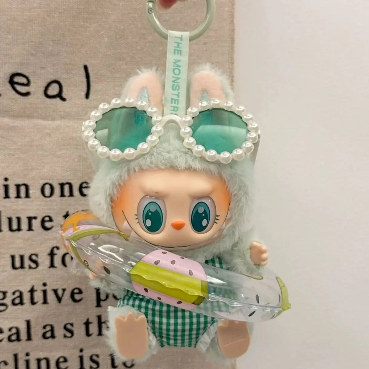 EZ Doll'S Clothes Outfit Accessories For Ropa Labubu 10cm cotton doll BJD Swimsuit glasses beach diving surfboard straw bag