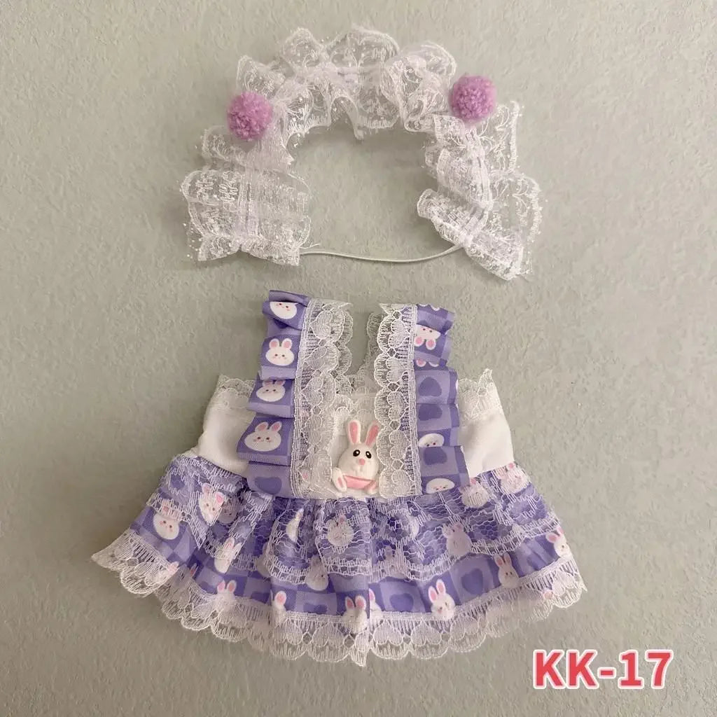 EZ 20cm Plush Doll'S Clothes Outfit Accessories For Korea Kpop Exo Labubu Idol Dolls Lolita set cute little princess skirt Clothing