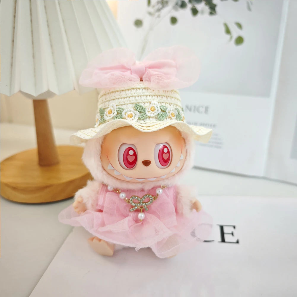 EZ For 17cm Labubu V2 V1 Purple Dress Doll Clothes Outfit Accessories Idol Doll Clothing for Kid Gift Labubu Ropa