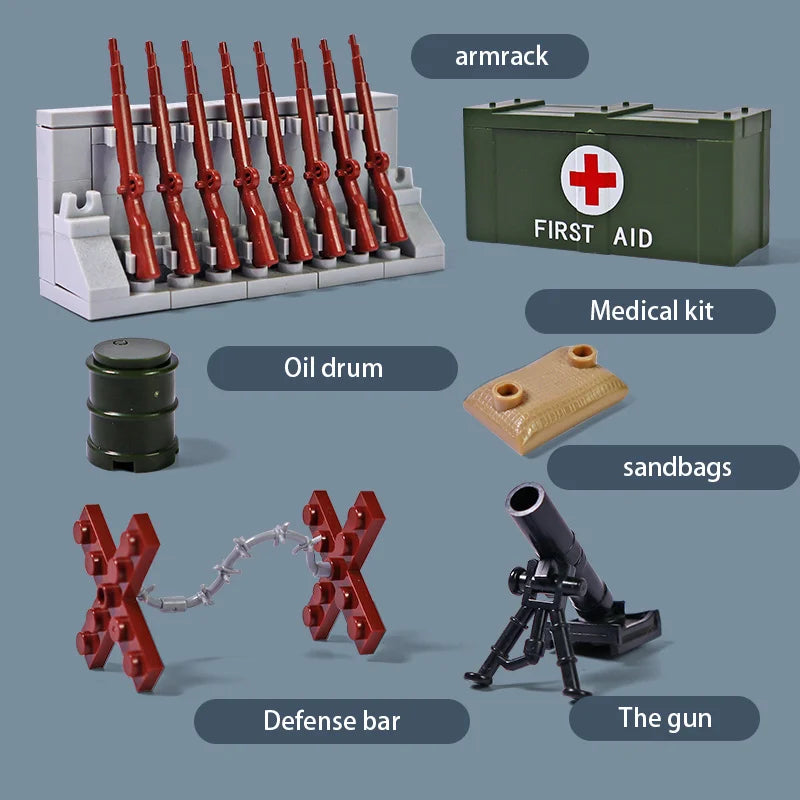 EZ MOC Military Base Building Blocks Weapons House Blocks Toys for Boys Compatible Classic Army Guns Accessories Bricks Kids Toys