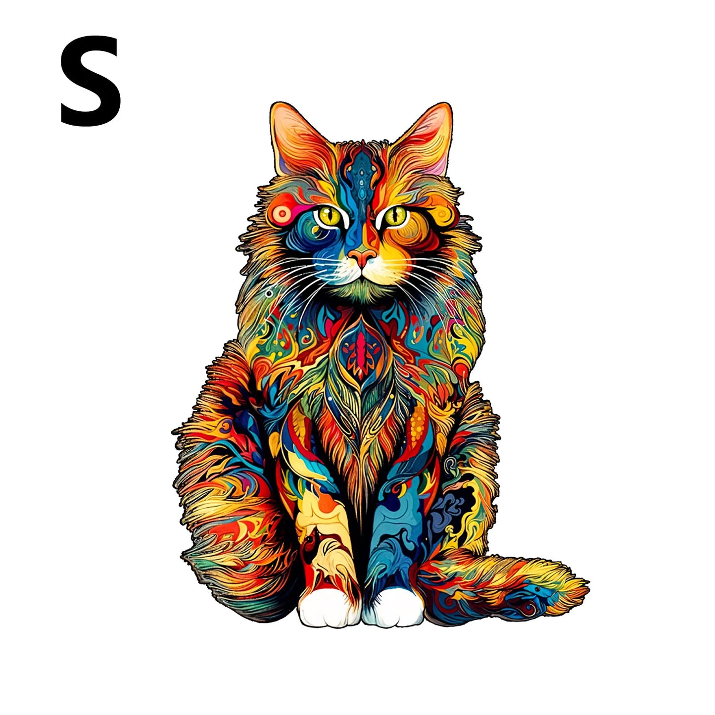 EZ unique Cat Pattern Wooden Puzzle,Irregular Animal Shapes,  Leisure toys, The Gift for Halloween, Christmas, Birthday.