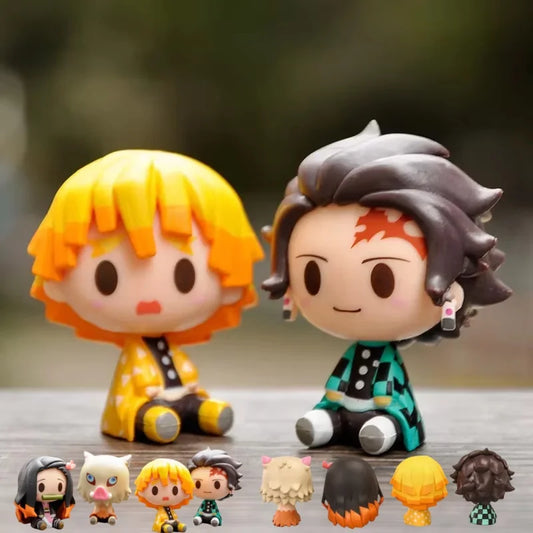 EZ Demon Slayer Action Figure Kimetsu No Yaiba Kamado Tanjirou Nezuko Agatsuma Zenitsu Action Figure Anime Model Statue Toys Gifts