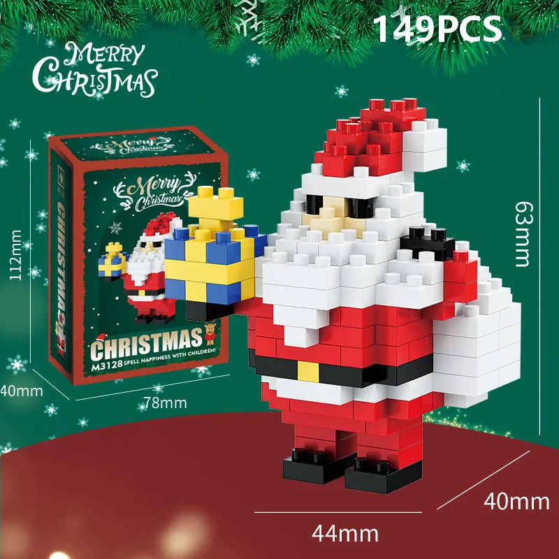 EZ Christmas Gifts Micro Building Block DIY Domino Game Santa Claus Reindeer Holiday Puzzle Assembling Bricks Table Decoration Toys