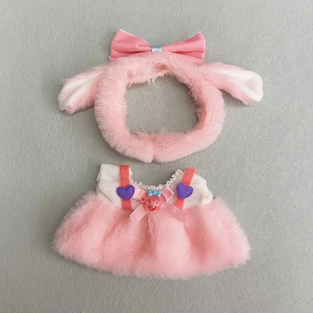 EZ 20cm Cotton Doll Lovely Princess Dresses Plush Dolls Clothes Dresses Skirt Decoration Skirt With Cartoon Headband Accessories