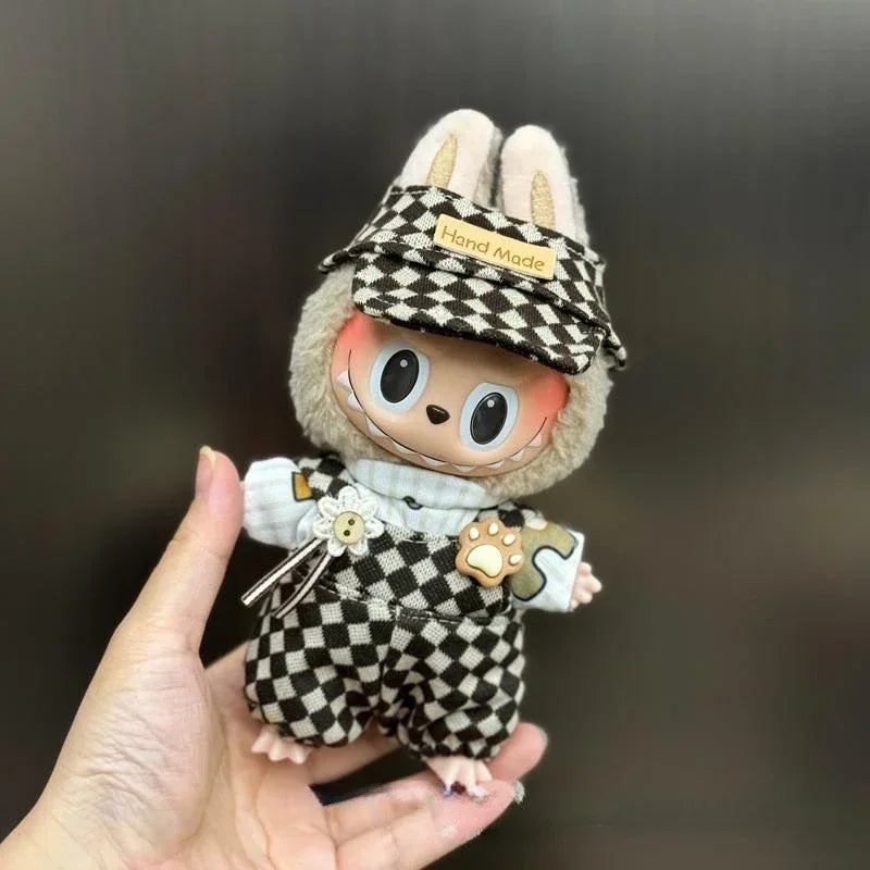 EZ Mini Plush Doll'S Clothes Outfit Accessories For Korea Kpop Exo 15-17cm Labubu Idol Overalls set Clothing Gift