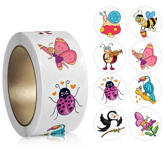 EZ 100-500pcs Cartoon Animal Stickers Teacher Reward Stickers for Kids, Party Decoration Sticker for School Classroom Home
