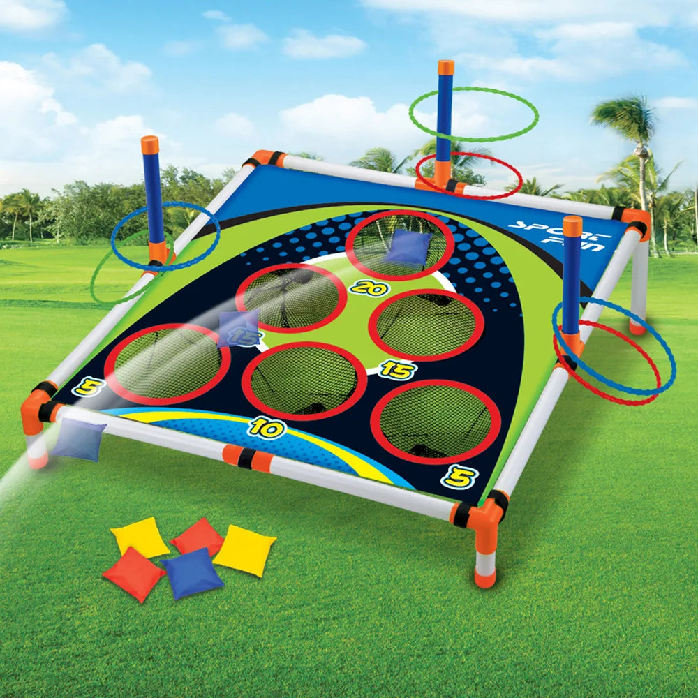 EZ Portable Cornhole Throwing Circle Ferrule Board Set Easy Assemble Fun Kids Interactive Adults Outdoor Yard Toss Game Toy