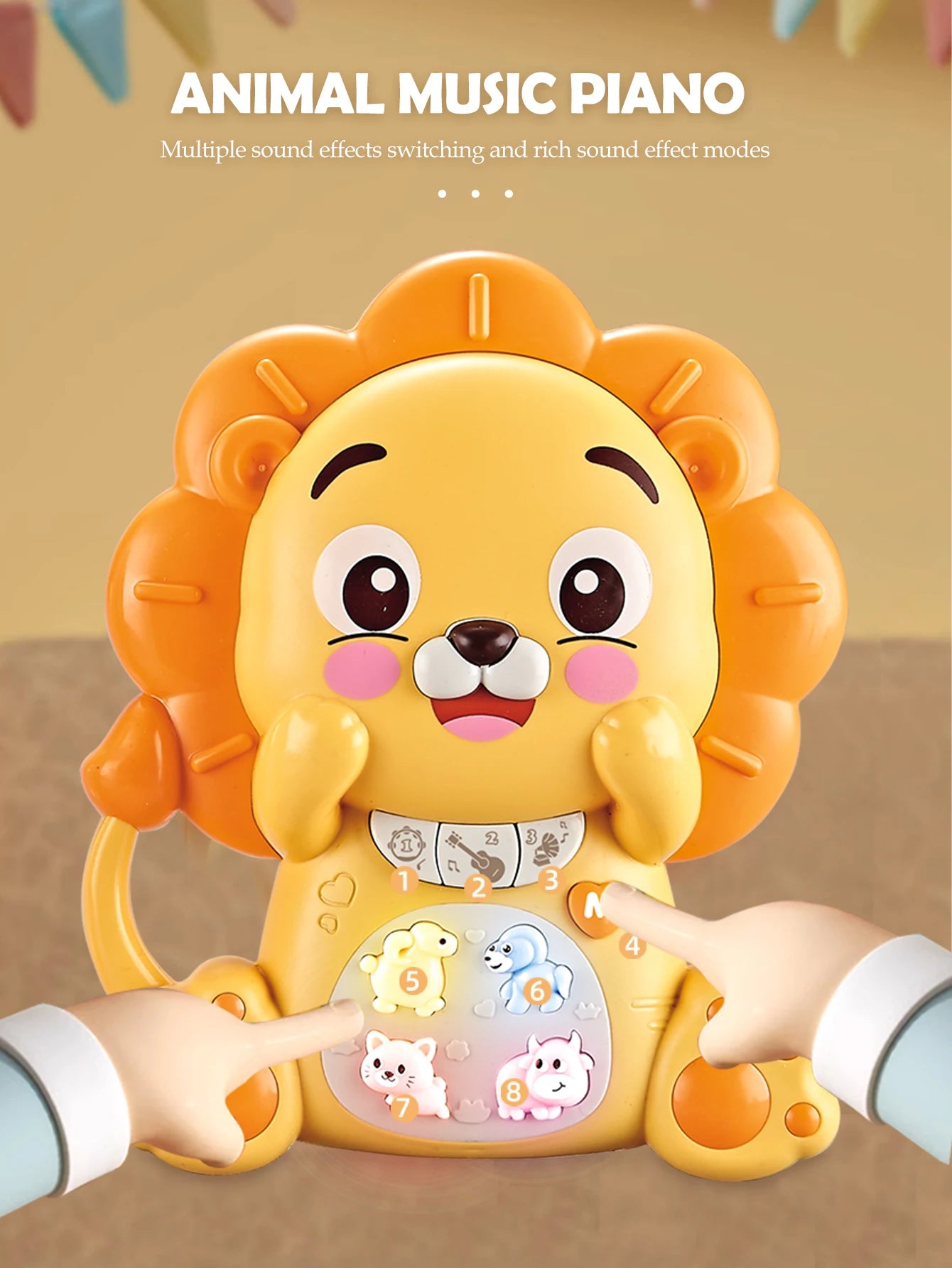 EZ Cartoon Animal Electronic Keyboard, Lighting Music Piano Multi-mode Sound Effect Switching, Puzzle Early Education Toys for 3+