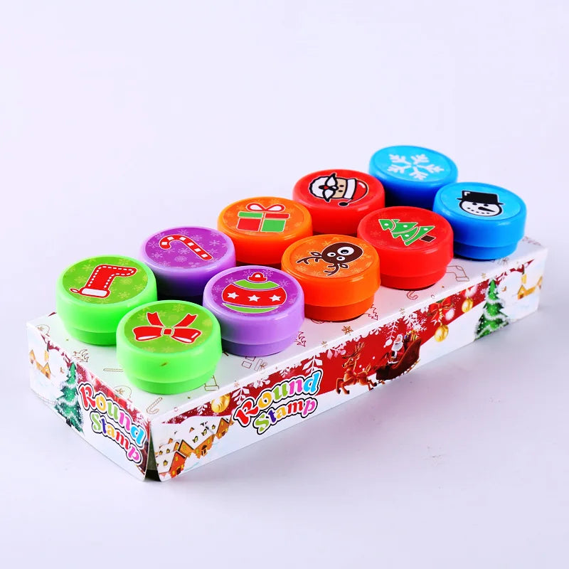 EZ 10pcs Stamps Cartoon Smiley Face Kids Self-ink Stamps Children Toy for Scrapbooking Seal Stamper DIY Painting Photo Album Decor