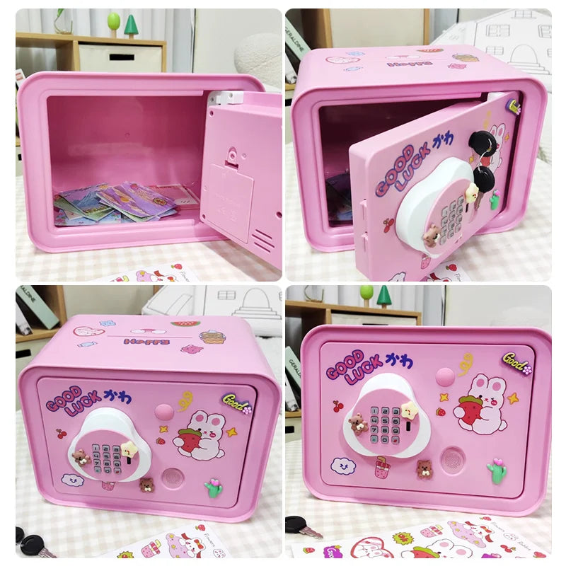 EZ Children's Mini Fingerprint Piggy Bank Toys DIY Password Unlock Money Box Kids Savings Bank With Music Key Toy For 3 Yeas Gifts