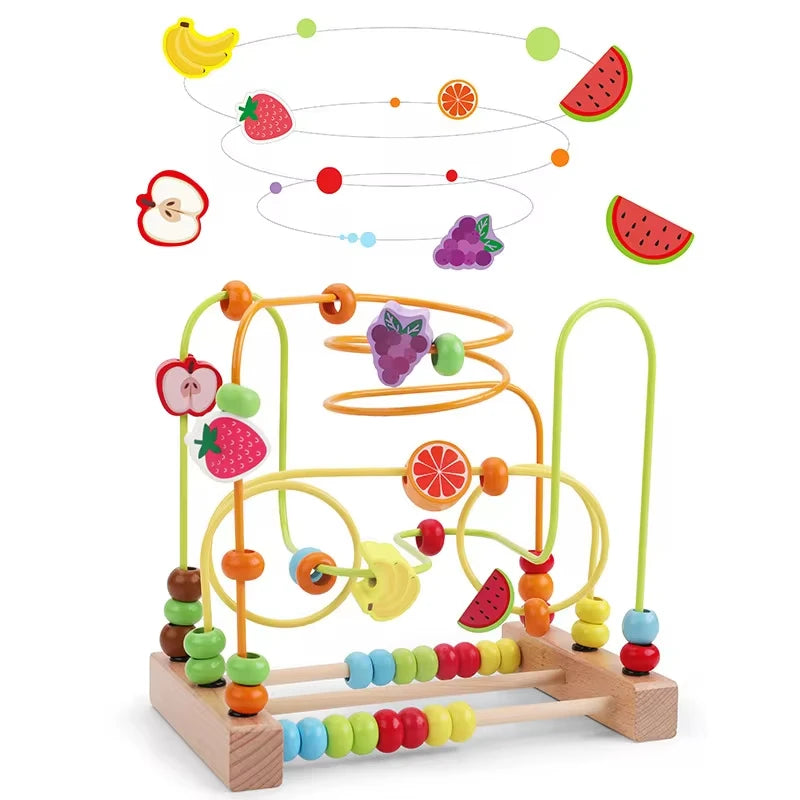 EZ Montessori Baby Toys Wooden Roller Coaster Bead Maze Abacus Math Toys Toddler Early Educational Toys for 1 2 3 Years Kids Gifts
