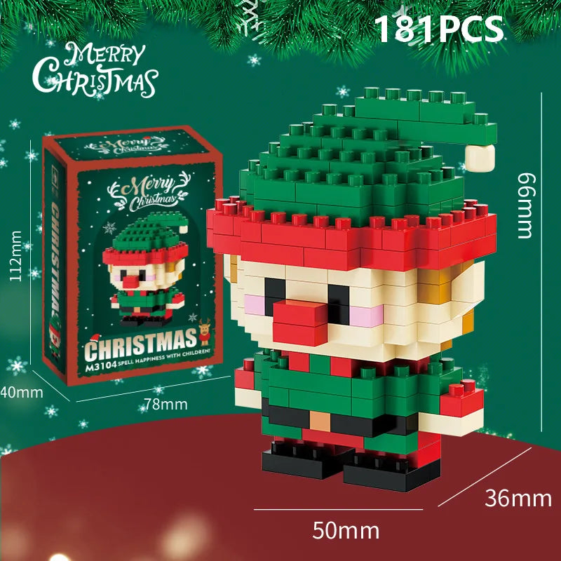 EZ Christmas Gifts Micro Building Block DIY Domino Game Santa Claus Reindeer Holiday Puzzle Assembling Bricks Table Decoration Toys