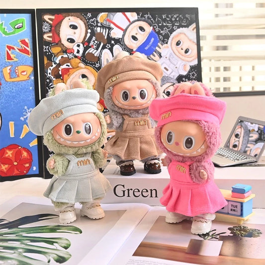 EZ Labubu Sitting Party Series Classic Dress Grid Style Small Fragrance for Labubu Kid Gift Labubu Clothes Design Style