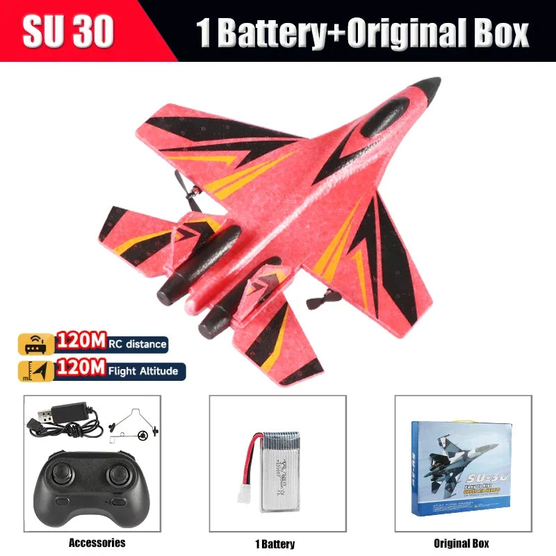 EZ RC Plane SU57 Radio Control Airplane Light Fixed Wing Hand Throwing Su30 Foam Electric Remote Control Plane Toys for Children