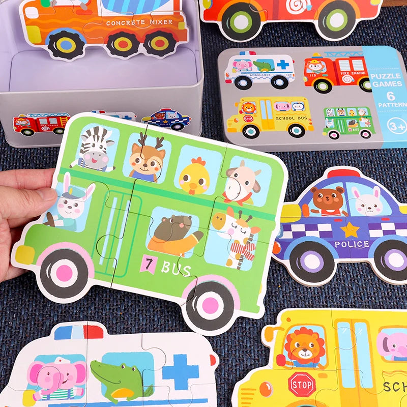 EZ Baby Puzzle Montessori Educational Toys Wood 3D Puzzle Games Iron Box children Puzzles Jigsaw Wooden Puzzles For Kids 2 3 4 Year