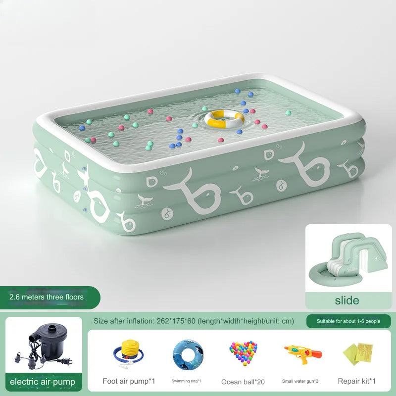 EZ Inflatable Pool with Canopy and Slide,Large Inflatable Swimming Pool for Persons,Family Pool for Backyard, Outdoor