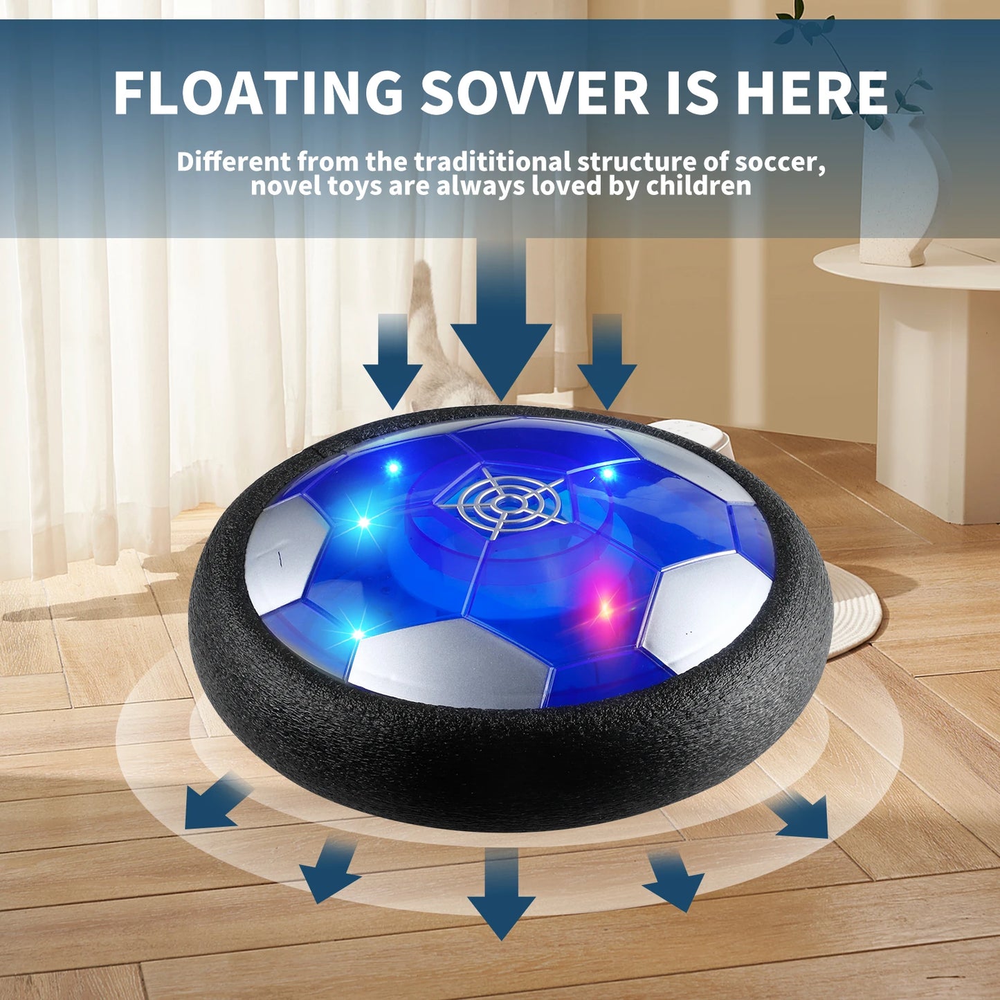 EZ Hover Soccer Ball with LED Lights, Interactive Indoor Sports Toy for Kids, Creative Parent-Child Game, Halloween/Christmas