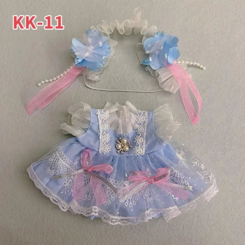 EZ 20cm Plush Doll'S Clothes Outfit Accessories For Korea Kpop Exo Labubu Idol Dolls Lolita set cute little princess skirt Clothing