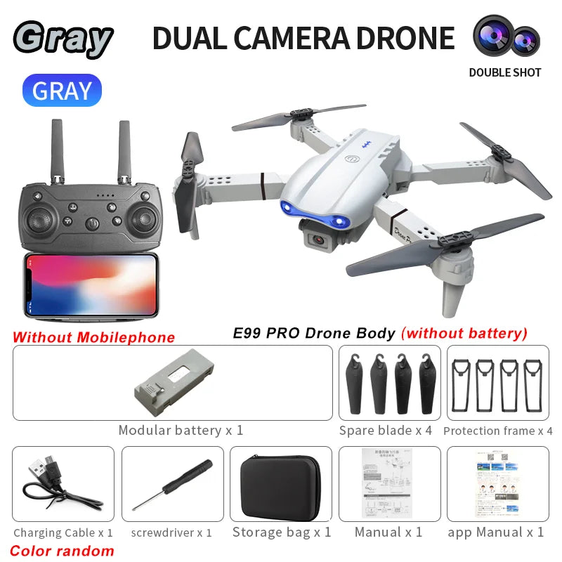 EZ 2024 E99Pro RC Drone 4K Professinal With 1080P Wide Angle HD Camera Foldable Helicopter WIFI FPV Height Hold Gift Toy