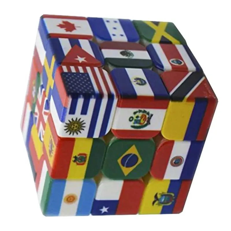 EZ 3x3x3 Magic Cube Multi-country Flag Elements Magic Cube Children's Gifts Educational Toys