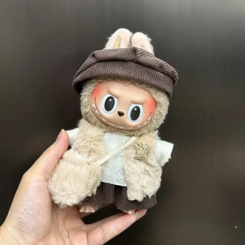 EZ Mini Plush Doll'S Clothes Outfit Accessories For Korea Kpop Exo 15-17cm Labubu Idol Overalls set Clothing Gift