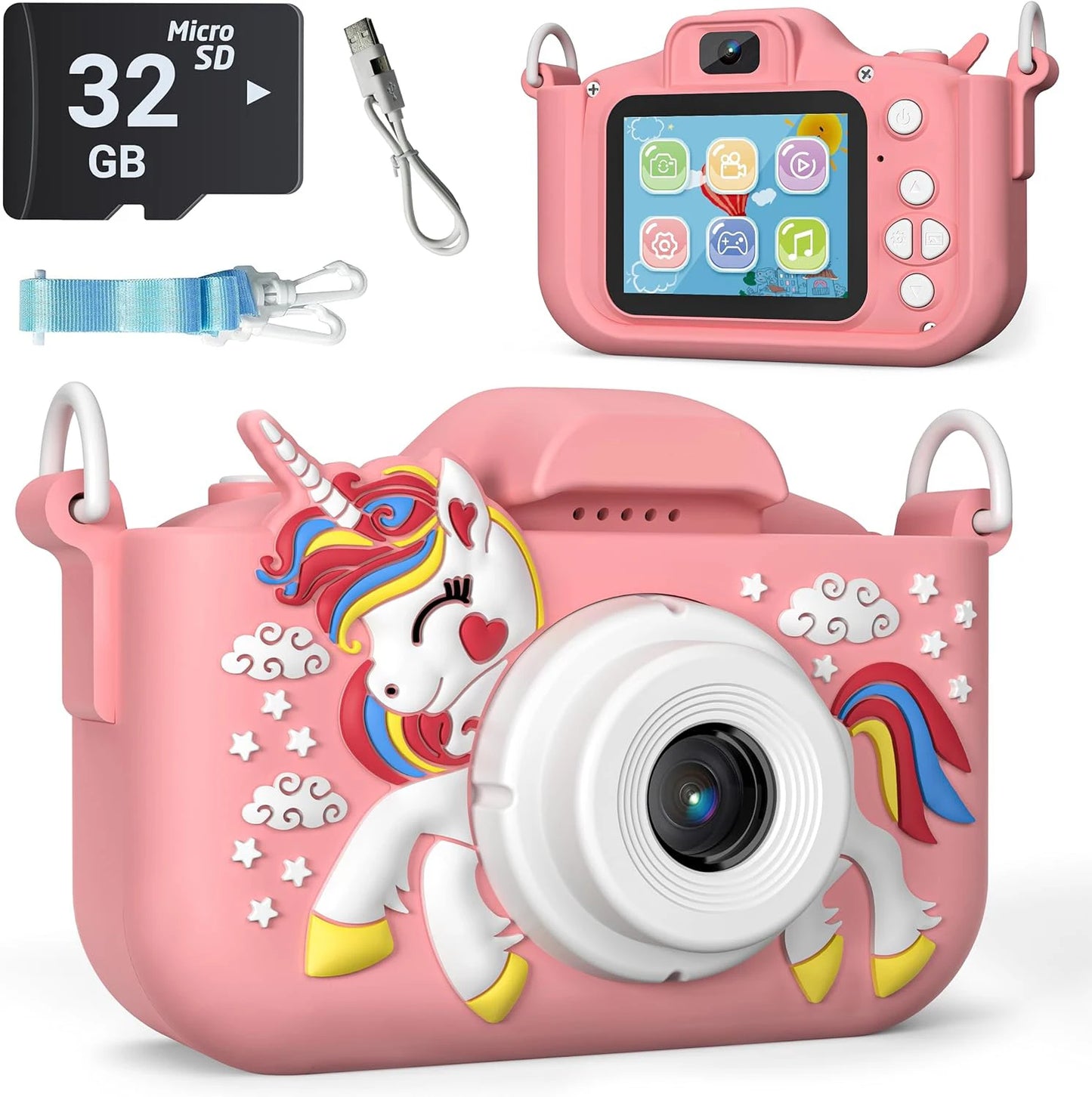 EZ Super Cute Children Camera 1080P HD Toddler Digital Video Camera 2.0-inch Kids Camera with Silicone Cases Toys for  Christmas