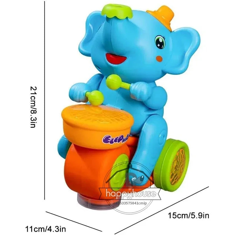 EZ Musical Walking Elephant Drummer Toys for  Kid Musical Toy with LED Light Music Sensory Activity Toys Learning Educational Toys
