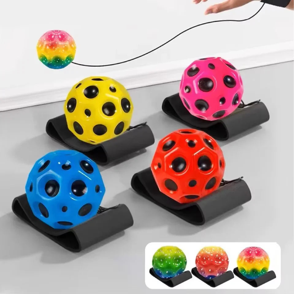 EZ High Elastic Decompression Moon Stone Ball with Rebound Rope for Kids and Seniors Fun Stress Relief Outdoor Fitness Toy