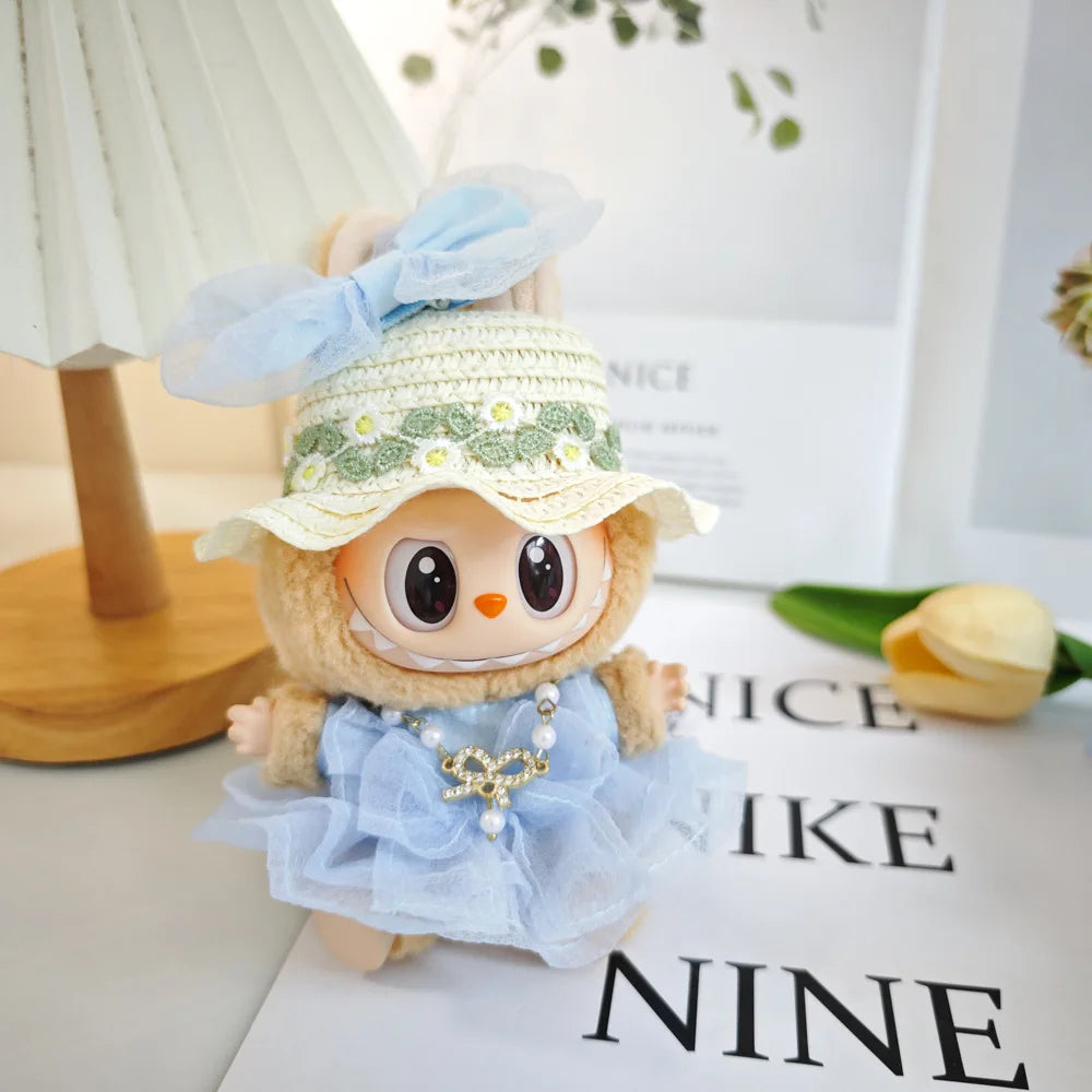 EZ For 17cm Labubu V2 V1 Purple Dress Doll Clothes Outfit Accessories Idol Doll Clothing for Kid Gift Labubu Ropa