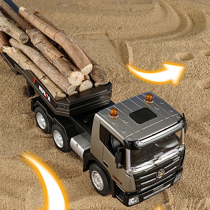 EZ 1:24 Huina RC Flat Truck Model 9Channels Alloy Engineer Vehicle 2.4G Remote Control Car Radio Controlled Trailer Christmas Gifts