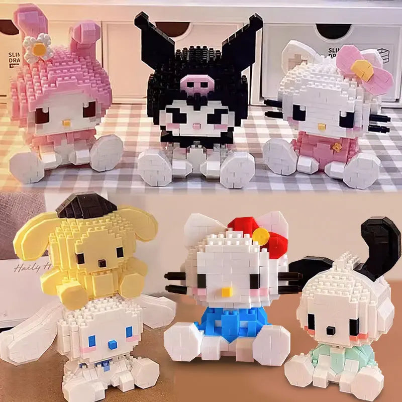 EZ KEEPPLEY Sanrio Anime Hello Kitty My Melody Cinnamoroll Pompompurin Kuromi Building Blocks Girl Kid Holiday Christmas Gift