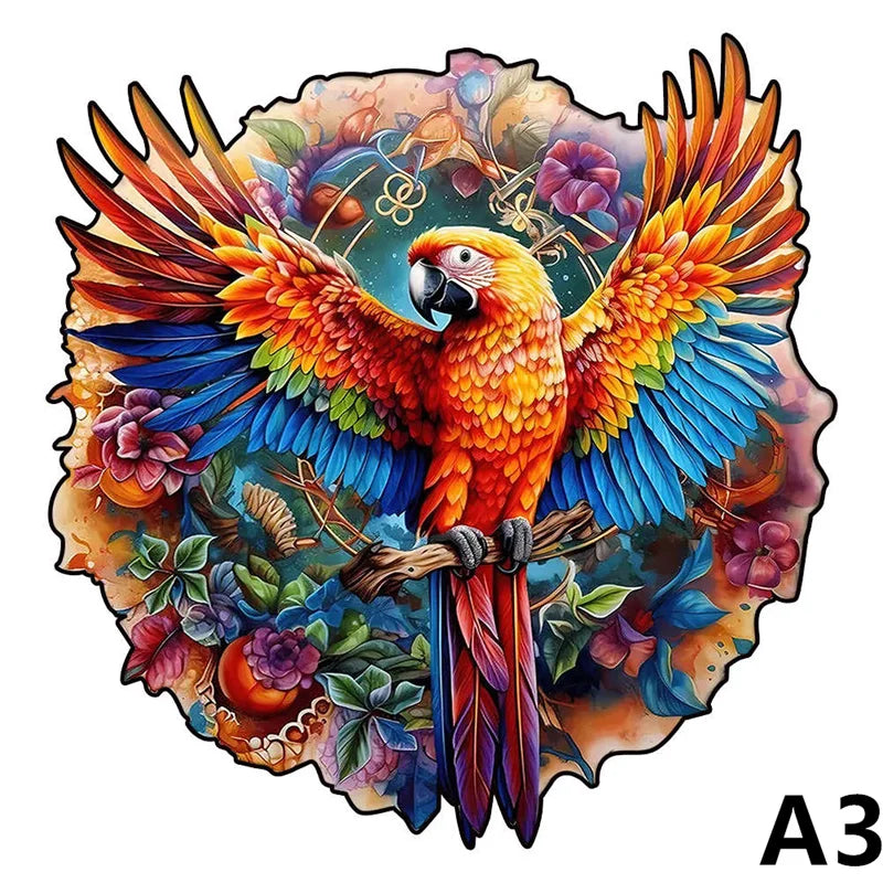 EZ Adult Animal Wooden Puzzle Round Peacock and Bird Wooden Puzzle Children's Puzzle Toy Festival Gift Fox Shape Jigsaw Puzzles