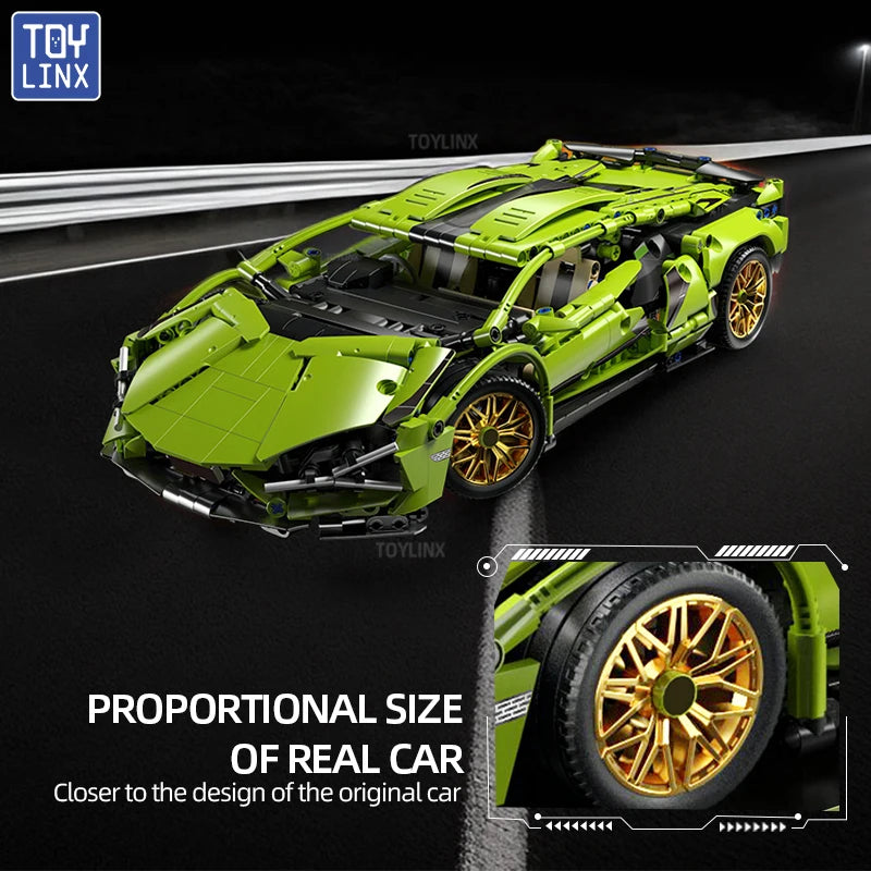 EZ ToylinX 1:14 Building Blocks Car MOC City Speed Car Luxury Auto Racing Vehicle with Super Racers Bricks Toys for Children Gift