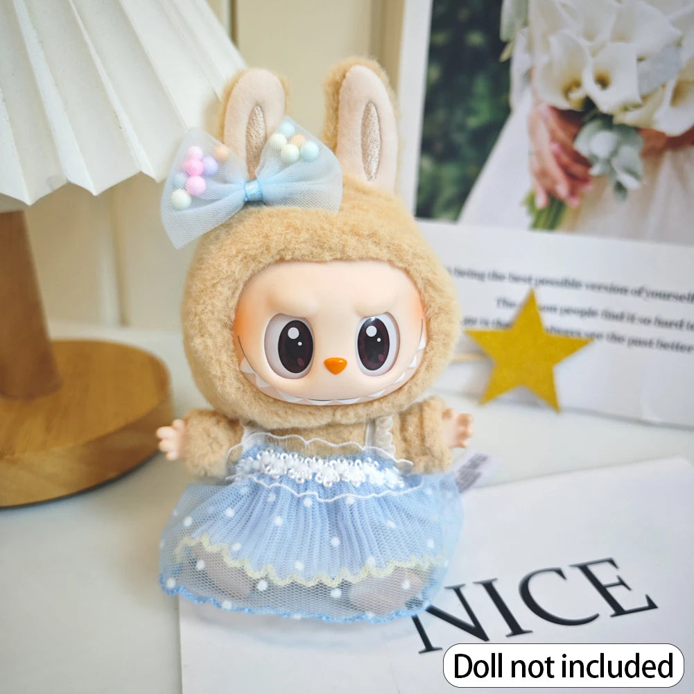 EZ For 17cm Labubu V2 V1 Purple Dress Doll Clothes Outfit Accessories Idol Doll Clothing for Kid Gift Labubu Ropa