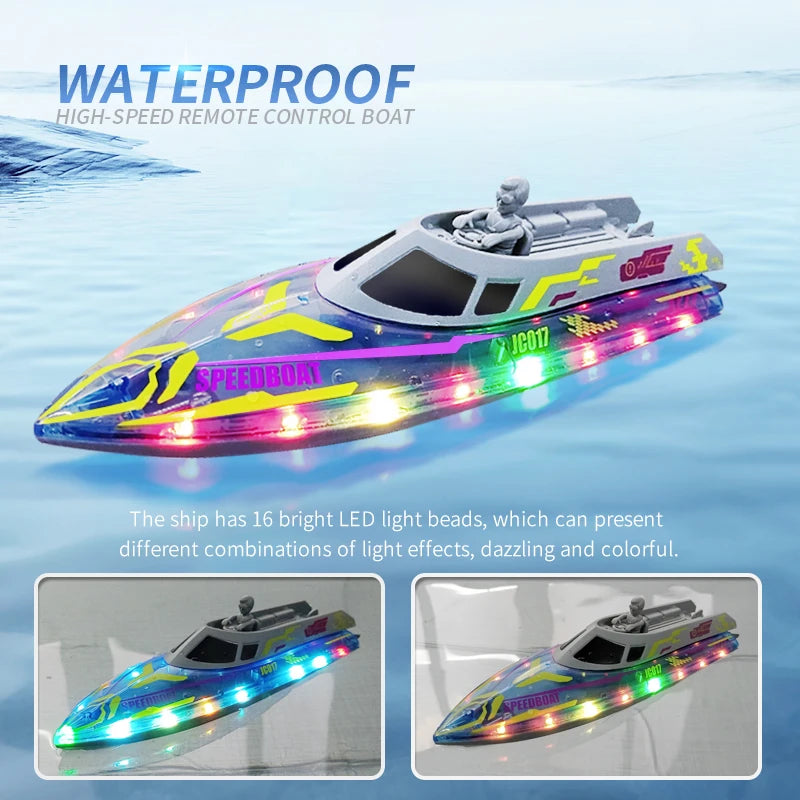EZ 2.4G Remote Control Boat Children Toy Electric Stunt Speedboat with Lights High Speed RC Race Boat Yacht Electric Ship Water Toy