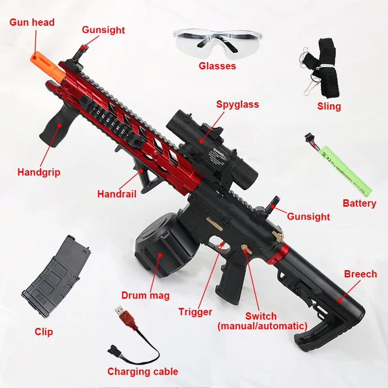 EZ M4 Electric Gel Ball Blaster Toys, Manual/Automatic Eco-Friendly Splatter Ball Blaster