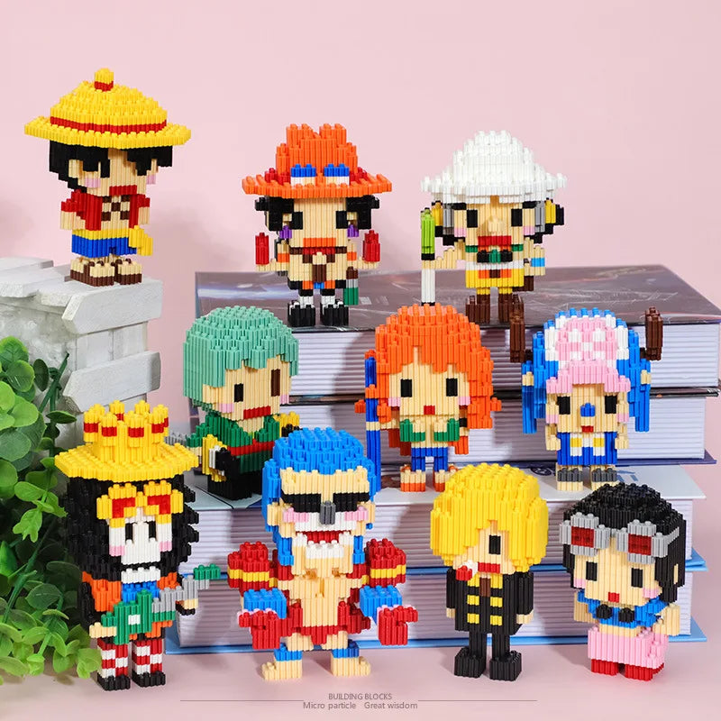 EZ One Piece Connection Building Blocks Luffy Chopper Nami Sanji Zoro Usopp Ace Franky Brook Robi Diamond Brick Figure Toy For Kids