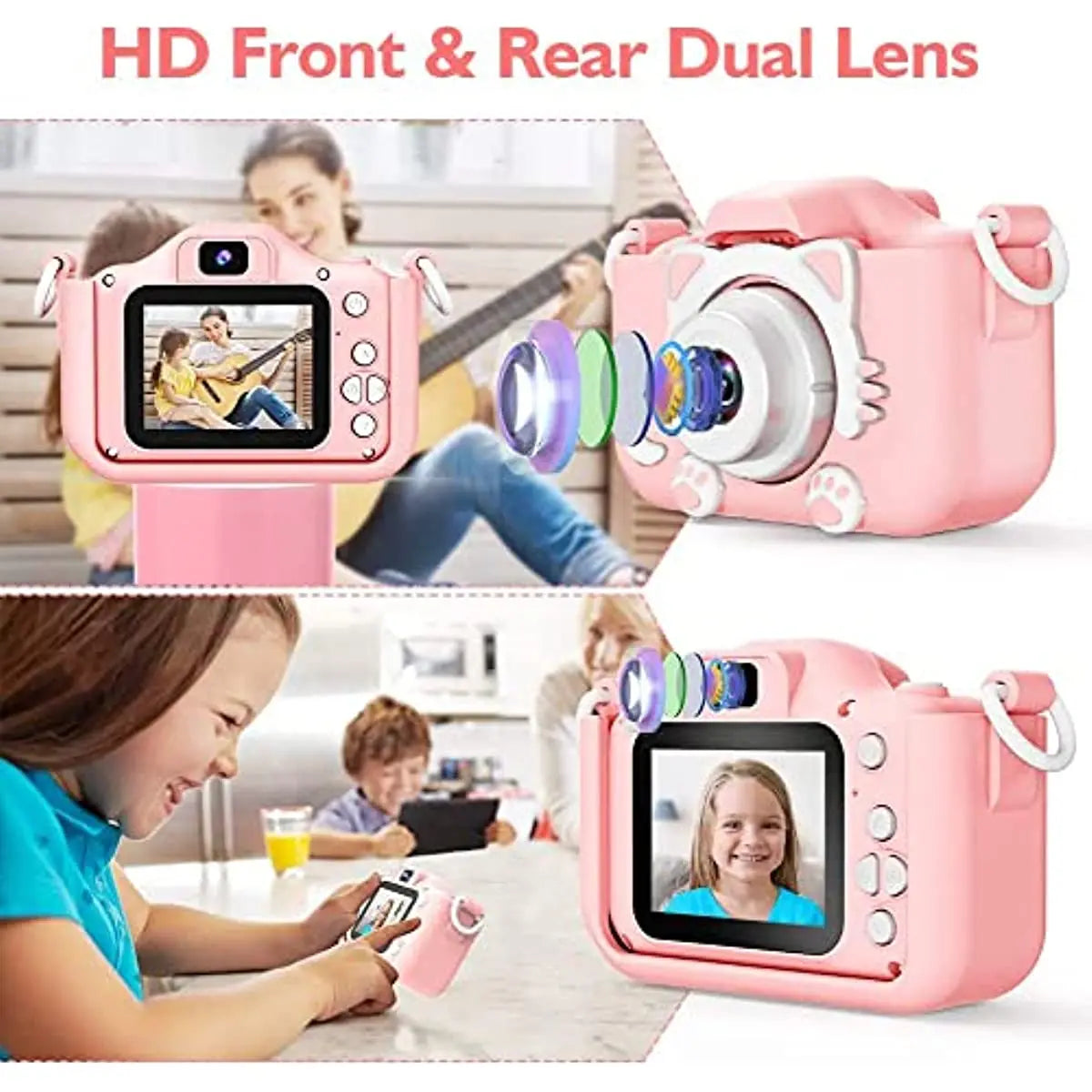 EZ Super Cute Children Camera 1080P HD Toddler Digital Video Camera 2.0-inch Kids Camera with Silicone Cases Toys for  Christmas