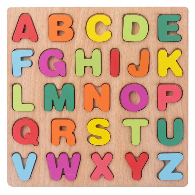 EZ Baby Wooden Puzzles Montessori Toys 1 2 3 Years Toddler Toys Hand Grab Board Alphabet Number Cognition Learning Educational Toys