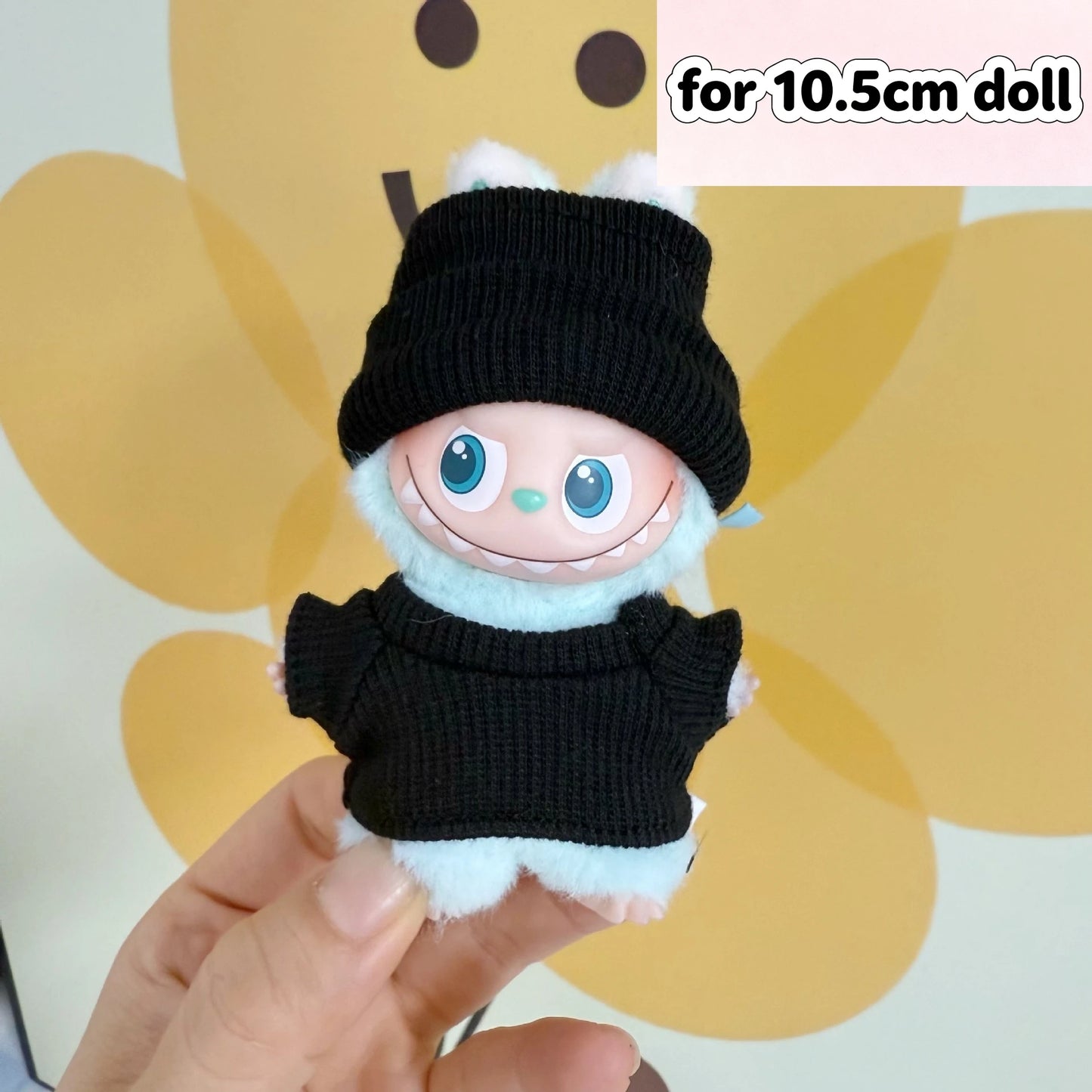 EZ For 17cm/10.5cm Labubu 4.0/3.0 Accessories Doll Clothes Heartbeat Long Eared Furry Rabbit Costume Cartoon Dress Up Labubu Outfit