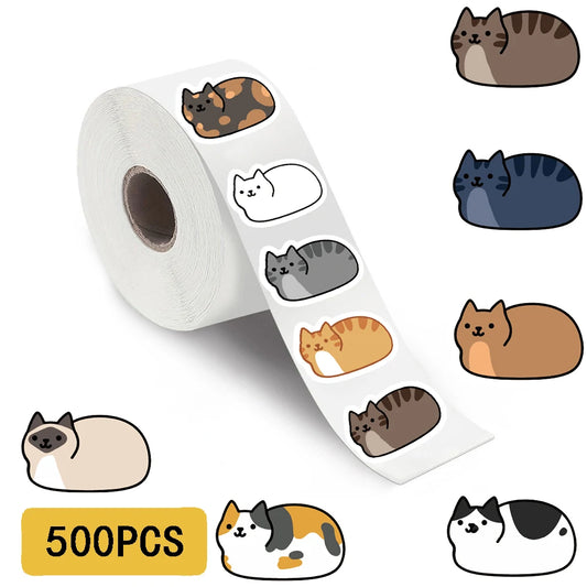 EZ 500PCS Kawaii Cartoon Cat Tuo Tuo Roll Stickers Skateboard Laptop Luggage Skateboard Phone Gift Waterproof Phone Cute Sticker ﻿